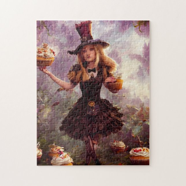 Puzzle Alice and the Cupcakes Steampunk Fantasy  (Vertical)