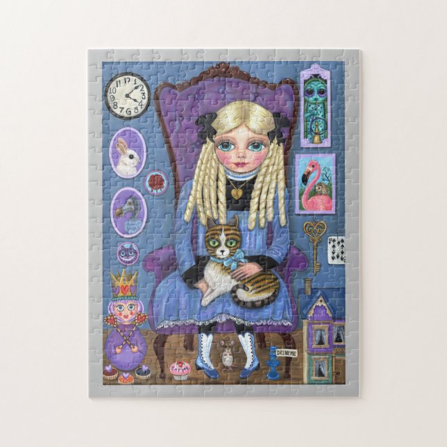 Puzzle Alice au pays des merveilles et Dinah Cat Cute con (Vertical)