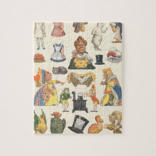 Puzzle Alice in Wonderland, Vintage Victorian Paper Doll
