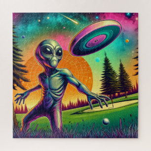 Puzzle Alien Disc Golf avec Planet Background