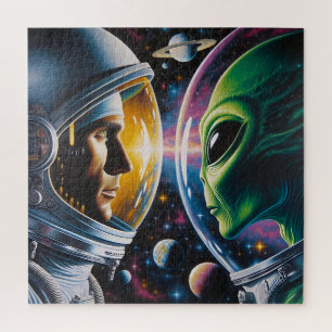 Puzzle Alien et astronaute dans l'espace 