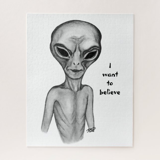 Puzzle Alien gris, je veux croire (Vertical)