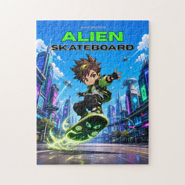 Puzzle Alien Skateboard (Vertical)