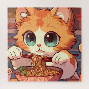 Puzzle Alimentation de chats délicieux Ramen