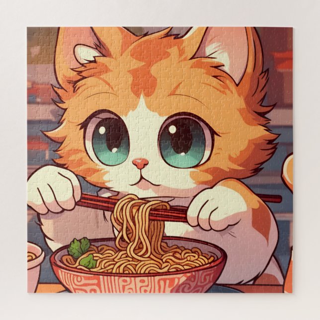 Puzzle Alimentation de chats délicieux Ramen (Vertical)