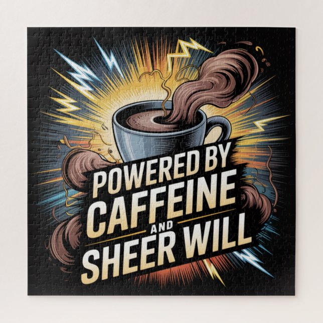 Puzzle Alimenté par la caféine et la volonté pure (Vertical)