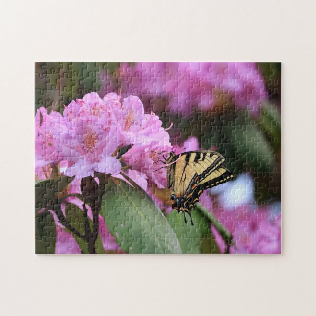 Puzzle Aliments Rhododendron rose et papillons à queue no (Horizontal)