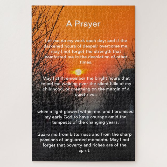 Puzzle allée sombre dans un coucher de soleil orange vif (Vertical)