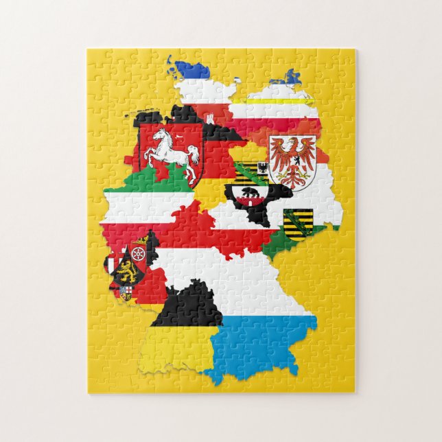 Puzzle Allemagne États drapeaux Carte, Bundesländer Allem (Vertical)