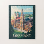 Puzzle Allemagne Munich Illustration Voyage Art Vintage<br><div class="desc">L'Allemagne est une destination européenne diversifiée et historique,  offrant tout,  des villes animées de Berlin et Munich aux paysages féeriques des Alpes bavaroises et de la Vallée du Rhin.</div>