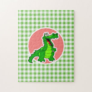 Puzzle Alligator mignon ; Guingan vert