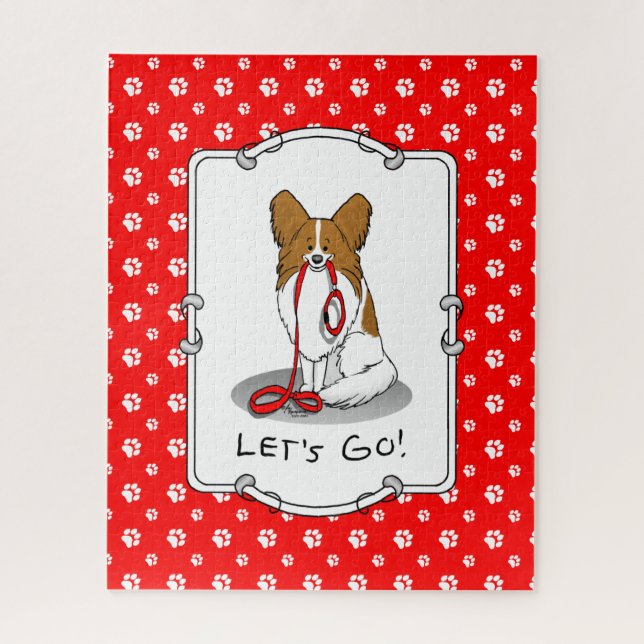 Puzzle Allons-y ! (walk) Papillon (white & red) Chien mig (Vertical)
