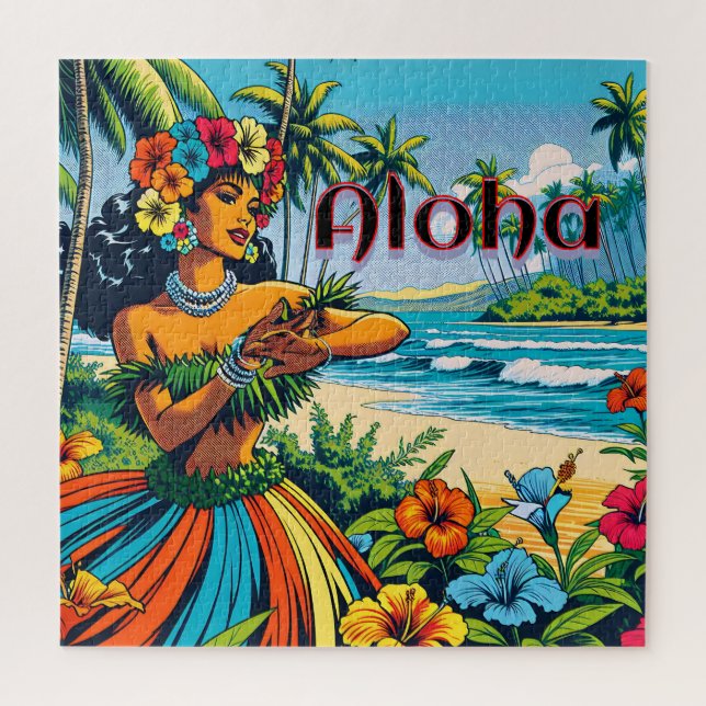 Puzzle Aloha | Hawaii Hula Dancer sur la plage (Vertical)