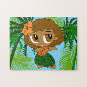 Puzzle Aloha Honeys Hawaiian Brown Hair Girl