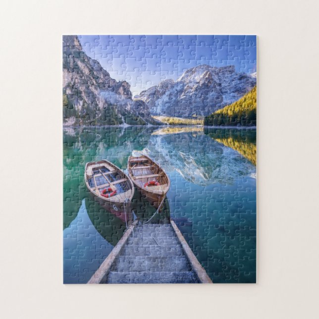 Puzzle Alpes de dolomite du lac | Braies, Italie (Vertical)
