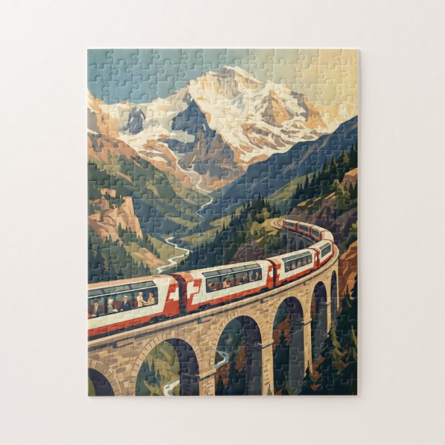 Puzzle Alpes suisses Suisse Voyage Train Vintage (Vertical)