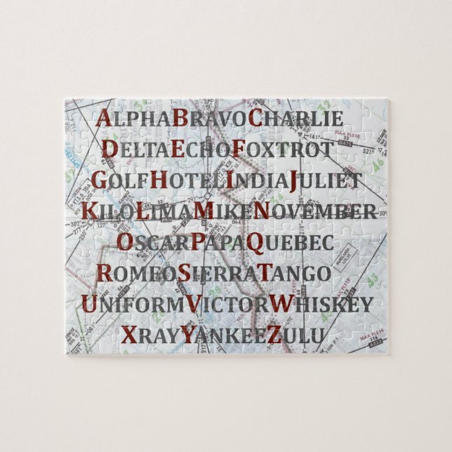 Puzzle Alphabet d'aviation, Alphabet phonétique pour pilo (Horizontal)