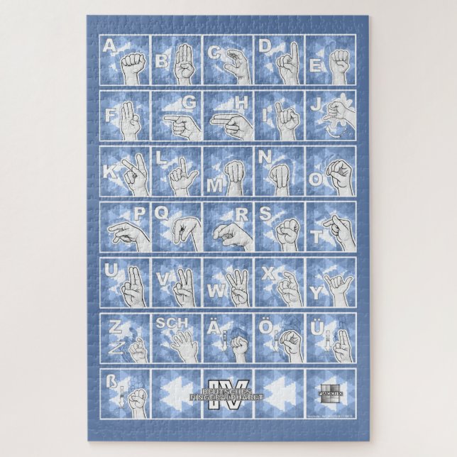 Puzzle Alphabet digital allemand 4 - bleu / (Vertical)
