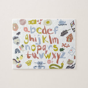 Puzzle Alphabet Doodles Minuscules Enfants Colorés