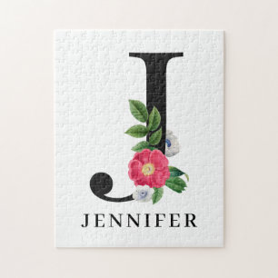 Puzzle Alphabet Floral Personnalisé J Monogramme