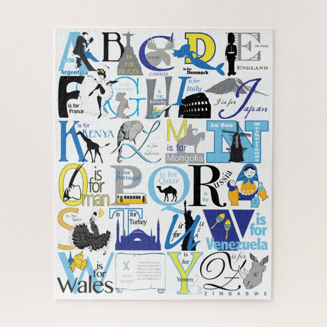 Puzzle alphabétique de voyage 16x20 pour les perso (Vertical)
