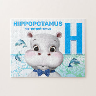 Puzzle Alphabetique Safari Hippopotame Enfants