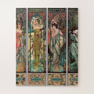 Puzzle Alphonse Mucha art, Art nouveau, vintage, femmes, 