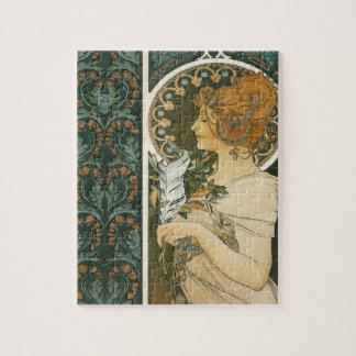 Puzzle Alphonse Mucha Art Nouveau Feather Girl