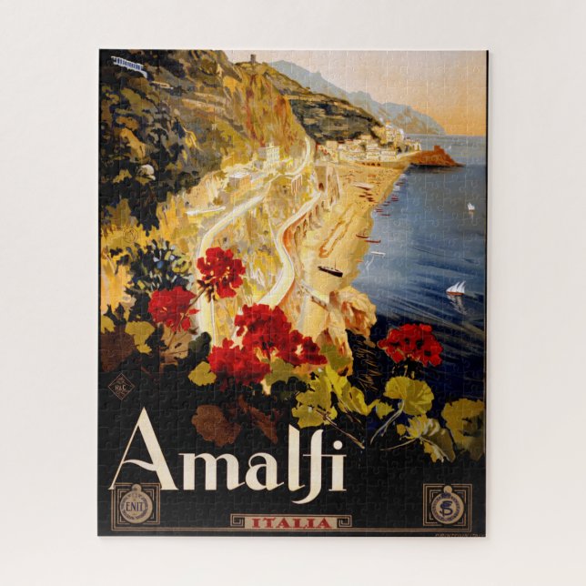 Puzzle Amalfi Italie Poster de voyage Graphique d'art (Vertical)