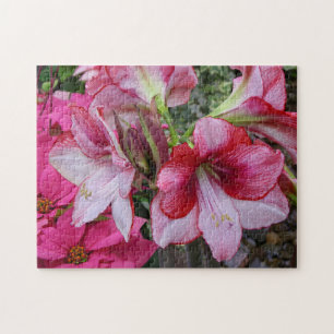 Puzzle Amaryllis et Poinsettia Fleurs de Fêtes Rouges