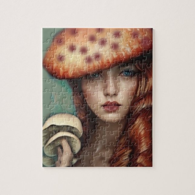 Puzzle amateur d'artiste de champignon de rose rouge desi (Vertical)