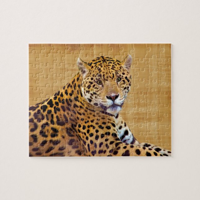 Puzzle Amateur de gros chat Jaguar tacheté #Cadeau (Horizontal)