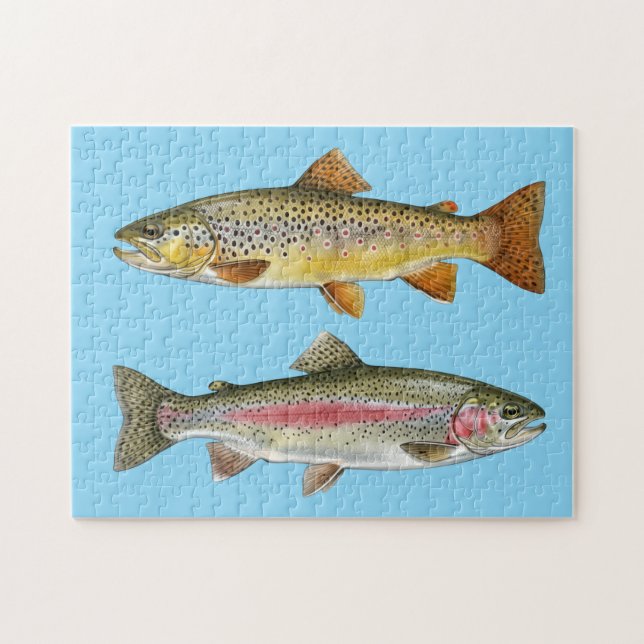 Puzzle Amateur de pêche - Conception de pêche à la truite (Horizontal)