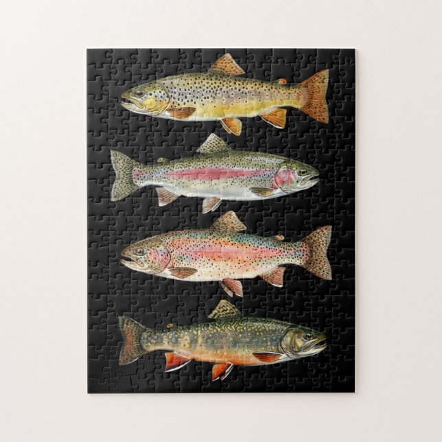 Puzzle Amateur de pêche - Conception de pêche à la truite (Vertical)
