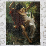 Puzzle Amateurs en Swing. Printemps par Pierre Auguste Co<br><div class="desc">Illustration vintage image victorienne d'amour et de romance mettant en scène un jeune couple amoureux qui balançait sur une balançoire d'un arbre dans une forêt. Artiste : Pierre Auguste Cot ; intitulé Spring,  1873.</div>