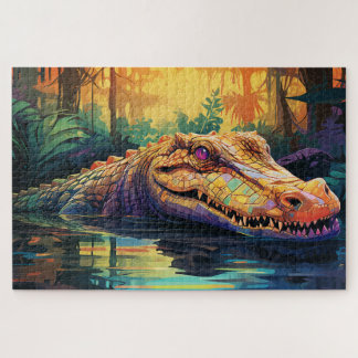 Puzzle Amazon Croc : le prédateur coloré de la jungle