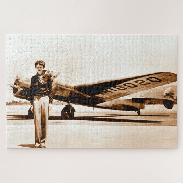 Puzzle Amelia Earhart Lockheed Electra Circa 1937 Sepia (Horizontal)