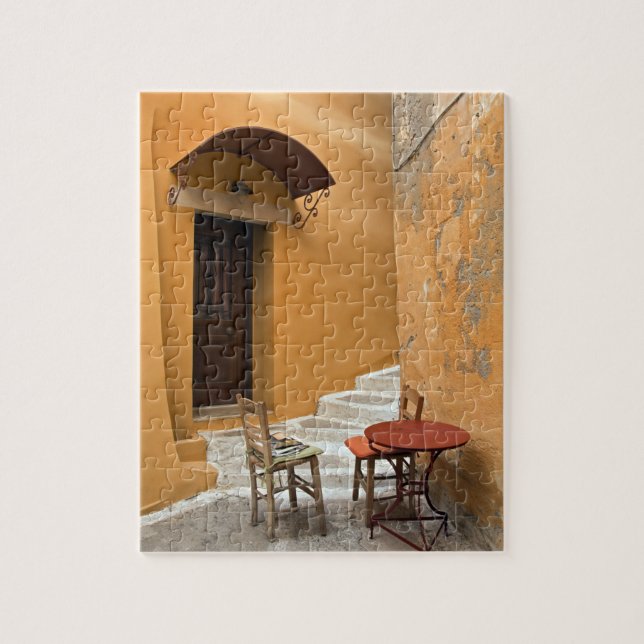 Puzzle Aménagement de table sur trottoir, La Canée, Crète (Vertical)