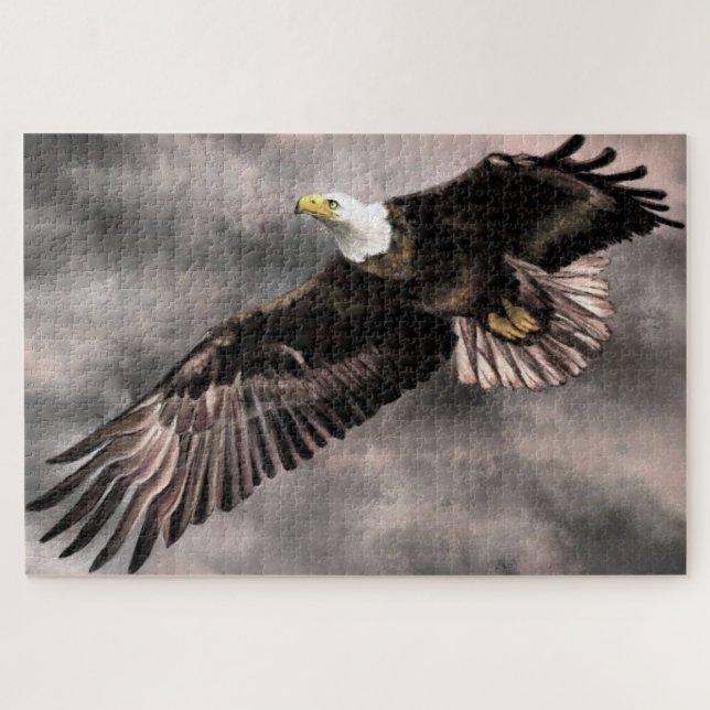 Puzzle American Bald Eagle Flying in Storm Nuds (Horizontal)