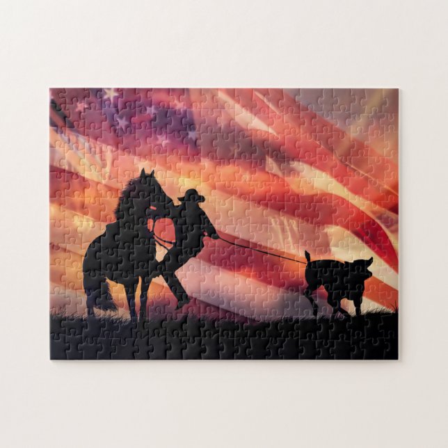 Puzzle American Cowboy et Horse Roping (Horizontal)