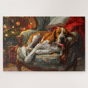 Puzzle American English Foxhound Chien Festif de Noël