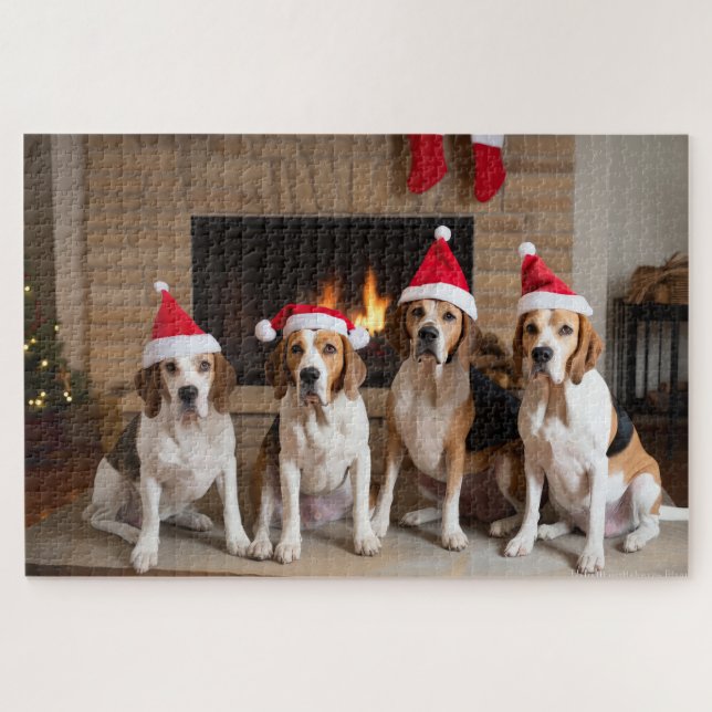 Puzzle American English Foxhound Freplace Noël (Horizontal)