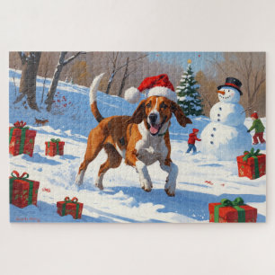 Puzzle American English Foxhound Noël Festive Neige