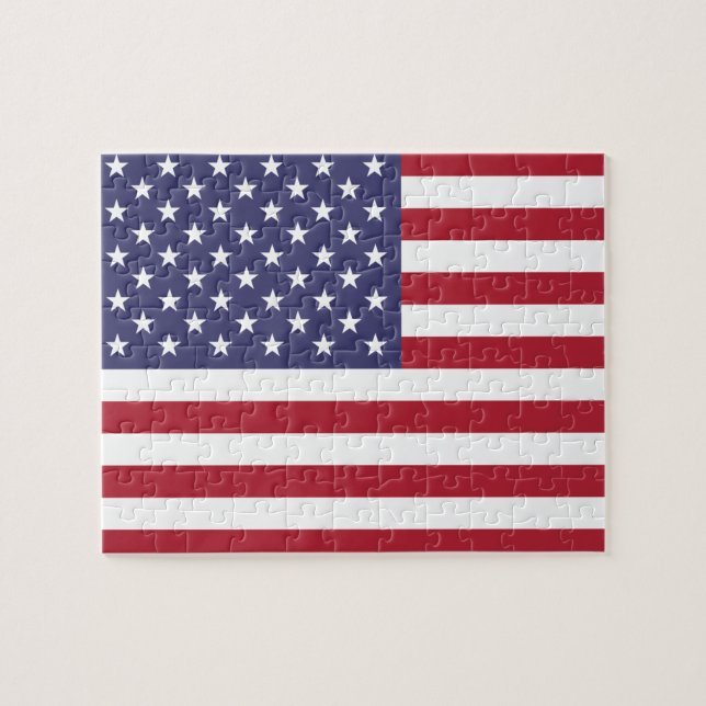 Puzzle American Flag & Red Heart - fan de sports/USA (Horizontal)