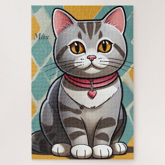 Puzzle American Shorthair Cat Abstrait Art Feline (Vertical)