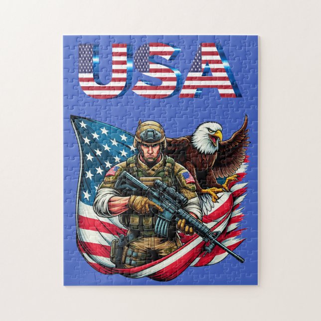 Puzzle American Soldier Eagle USA Drapeau Patriotique Art (Vertical)