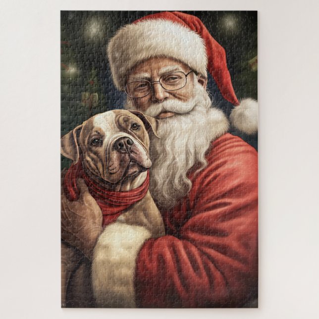 Puzzle American Staffordshire avec Noël au Père Noël (Vertical)