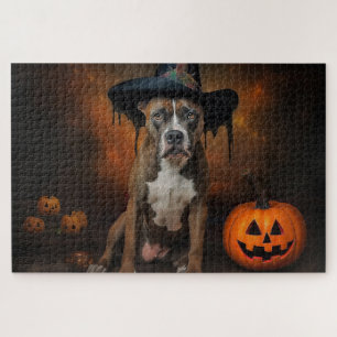 Puzzle American Staffordshire Citrouille Halloween effray