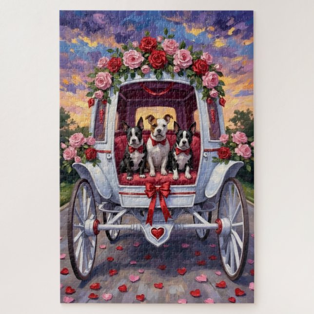 Puzzle American Staffordshire Dog Valentine's Day (Vertical)