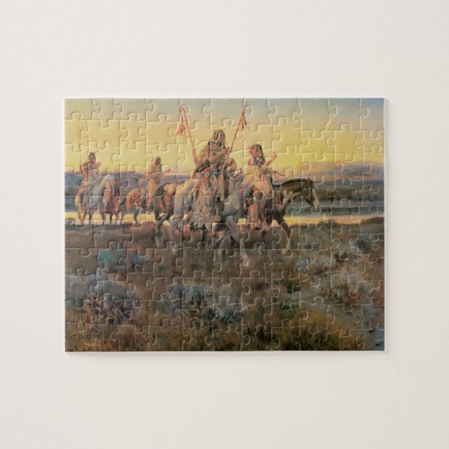 Puzzle Amérindiens d'époque, Piegans par CM Russell (Horizontal)